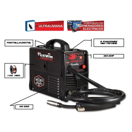 Equipo inverter 3 en 1  mig/tig/mma130 cevik pro ce-promig130 CEVIK
