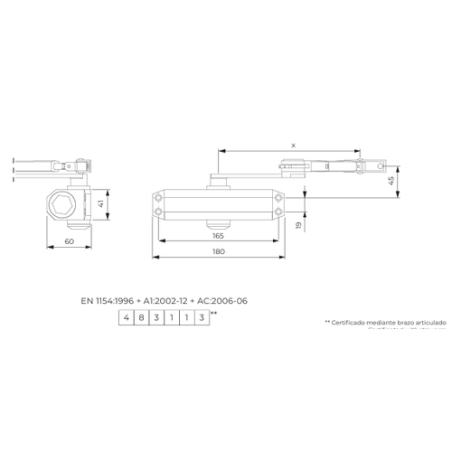 Cierrapuertas DC1 Dorcas EN 2-4 certificado CE