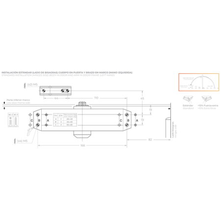 Cierrapuertas DC1 Dorcas EN 2-4 certificado CE