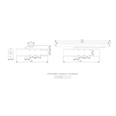 Cierrapuertas DC4 Dorcas EN 3-6 CE puertas grandes 120kg